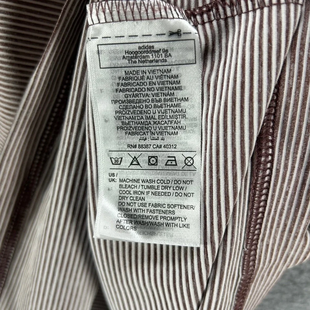Adidas Polo Shirt Mens XL Maroon Striped Performance Golf Athleisure